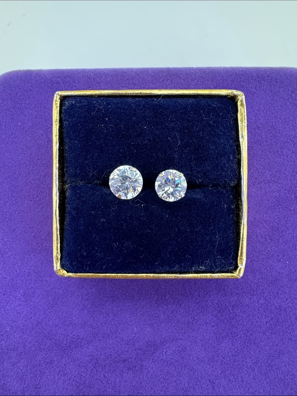 💛 Classic 10k Gold Clear CZ Stud Earrings | Timeless Sparkle AS IS